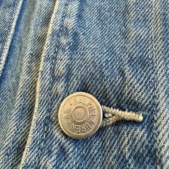 Ralph Lauren Double RL Blue Denim Jacket with Tan Collar - Picture 10 of 11